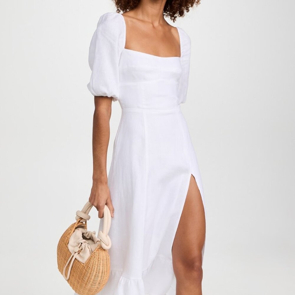 Reformation Belgium White Linen Dress, Like NEW!